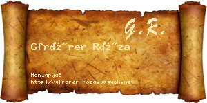 Gfrörer Róza névjegykártya
