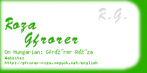 roza gfrorer business card